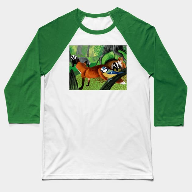 Of foxes and badgers Baseball T-Shirt by belettelepink